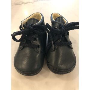 Josephine Navy Leather Lace Up Baby Shoes